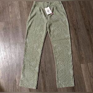 NWT Cider Polkadot Sage Green Straight Leg Trousers Size Medium